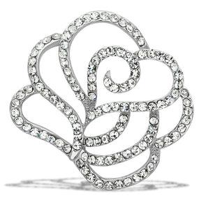 LO2814 - White Metal Brooches Flash Gold Women Top Grade Crystal Clear