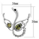 LO2815 - White Metal Brooches Imitation Rhodium Women Top Grade Crystal Olivine color