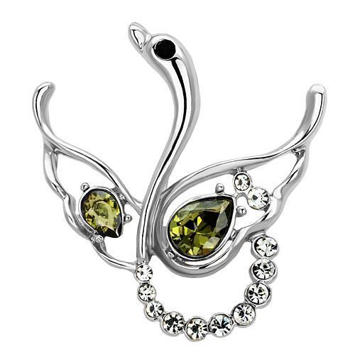LO2815 - White Metal Brooches Imitation Rhodium Women Top Grade Crystal Olivine color