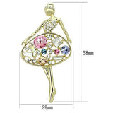 LO2817 - White Metal Brooches Flash Gold Women Top Grade Crystal Multi Color
