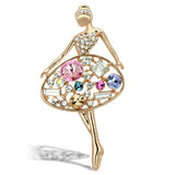 LO2817 - White Metal Brooches Flash Gold Women Top Grade Crystal Multi Color