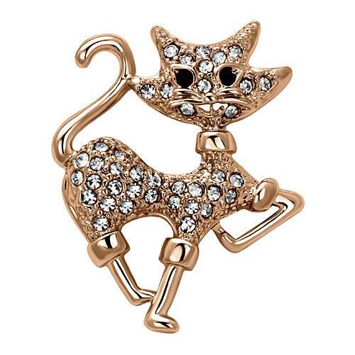 LO2820 - White Metal Brooches Flash Rose Gold Women Top Grade Crystal Clear