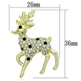 LO2822 - White Metal Brooches Flash Gold Women Top Grade Crystal Jet