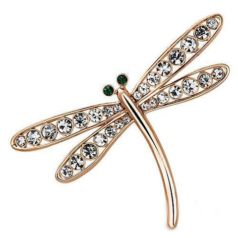 LO2826 - White Metal Brooches Flash Rose Gold Women Top Grade Crystal Clear