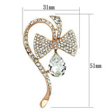 LO2832 - White Metal Brooches Flash Rose Gold Women Synthetic Clear