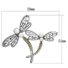 LO2836 - White Metal Brooches Imitation Rhodium Women Synthetic White