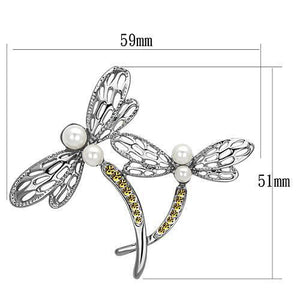LO2836 - White Metal Brooches Imitation Rhodium Women Synthetic White