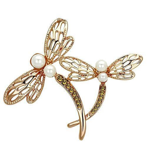LO2837 - White Metal Brooches Flash Rose Gold Women Synthetic White