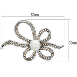 LO2840 - White Metal Brooches Imitation Rhodium Women Synthetic White