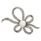 LO2840 - White Metal Brooches Imitation Rhodium Women Synthetic White