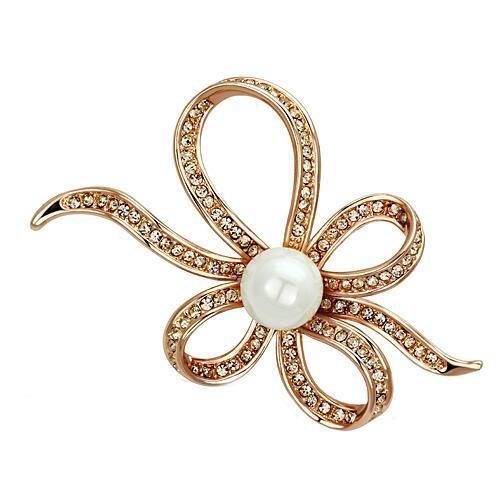 LO2841 - White Metal Brooches Flash Rose Gold Women Synthetic White