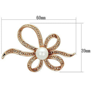 LO2841 - White Metal Brooches Flash Rose Gold Women Synthetic White
