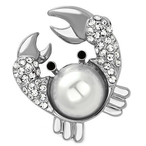 LO2842 - White Metal Brooches Imitation Rhodium Women Synthetic White
