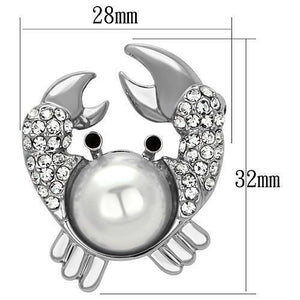 LO2842 - White Metal Brooches Imitation Rhodium Women Synthetic White
