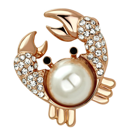 LO2843 - White Metal Brooches Flash Rose Gold Women Synthetic White