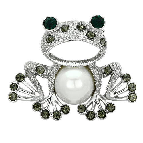 LO2844 - White Metal Brooches Imitation Rhodium Women Synthetic White