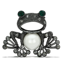 LO2845 - White Metal Brooches Ruthenium Women Synthetic White