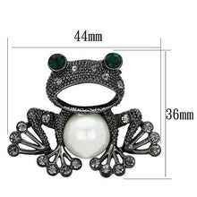 LO2845 - White Metal Brooches Ruthenium Women Synthetic White