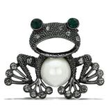 LO2845 - White Metal Brooches Ruthenium Women Synthetic White