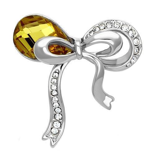 LO2846 - White Metal Brooches Imitation Rhodium Women Synthetic Topaz