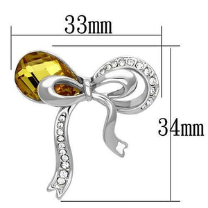 LO2846 - White Metal Brooches Imitation Rhodium Women Synthetic Topaz