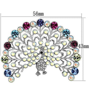 LO2848 - White Metal Brooches Imitation Rhodium Women Top Grade Crystal Multi Color