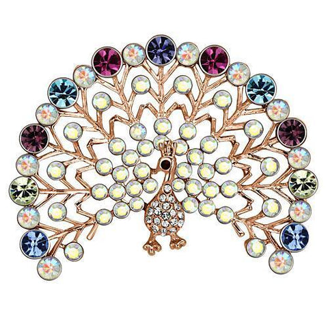 LO2849 - White Metal Brooches Flash Rose Gold Women Top Grade Crystal Multi Color