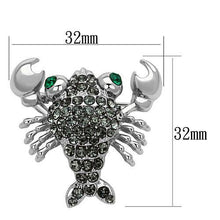 LO2850 - White Metal Brooches Imitation Rhodium Women Top Grade Crystal Emerald
