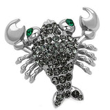 LO2850 - White Metal Brooches Imitation Rhodium Women Top Grade Crystal Emerald