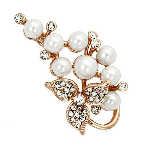 LO2853 - White Metal Brooches Flash Rose Gold Women Synthetic White