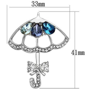LO2854 - White Metal Brooches Imitation Rhodium Women Synthetic Multi Color