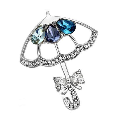 LO2854 - White Metal Brooches Imitation Rhodium Women Synthetic Multi Color