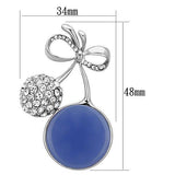LO2856 - White Metal Brooches Imitation Rhodium Women Synthetic Capri Blue