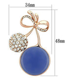 LO2857 - White Metal Brooches Flash Rose Gold Women Synthetic Capri Blue