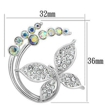 LO2860 - White Metal Brooches Imitation Rhodium Women Top Grade Crystal Aurora Borealis (Rainbow Effect)