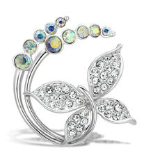 LO2861 - White Metal Brooches Flash Gold Women Top Grade Crystal Aurora Borealis (Rainbow Effect)