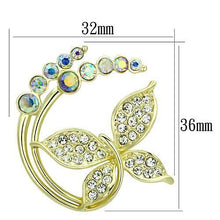 LO2861 - White Metal Brooches Flash Gold Women Top Grade Crystal Aurora Borealis (Rainbow Effect)