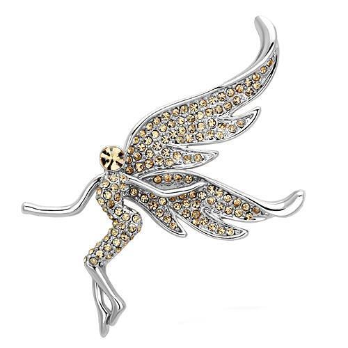 LO2862 - White Metal Brooches Imitation Rhodium Women Top Grade Crystal Champagne