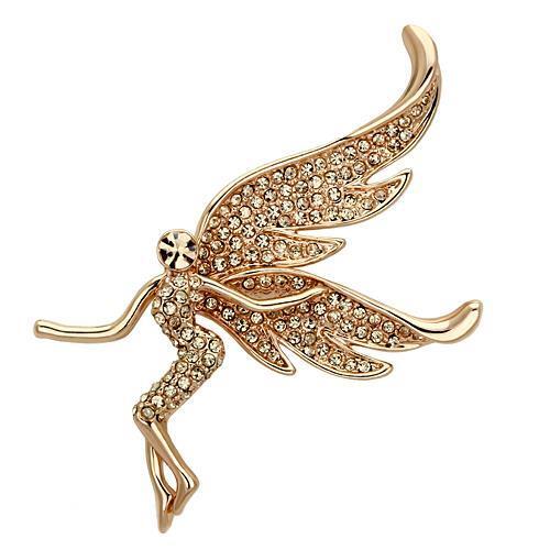 LO2863 - White Metal Brooches Flash Rose Gold Women Top Grade Crystal Champagne