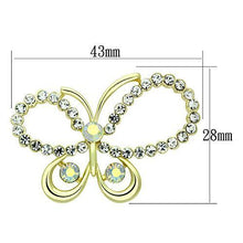LO2865 - White Metal Brooches Flash Gold Women Top Grade Crystal Aurora Borealis (Rainbow Effect)