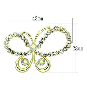 LO2865 - White Metal Brooches Flash Gold Women Top Grade Crystal Aurora Borealis (Rainbow Effect)