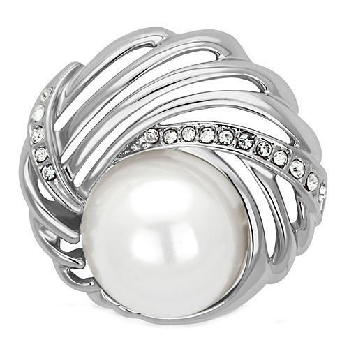 LO2866 - White Metal Brooches Imitation Rhodium Women Synthetic White