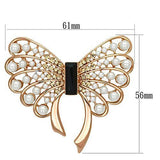LO2869 - White Metal Brooches Flash Rose Gold Women Synthetic Jet