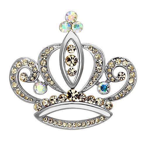 LO2870 - White Metal Brooches Imitation Rhodium Women Top Grade Crystal Multi Color