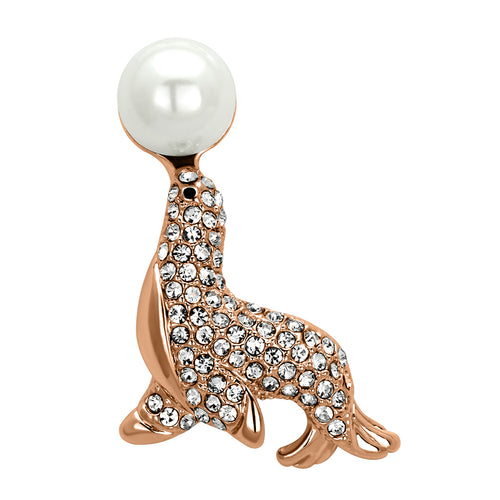 LO2872 - White Metal Brooches Imitation Rhodium Women Synthetic White
