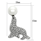 LO2872 - White Metal Brooches Imitation Rhodium Women Synthetic White