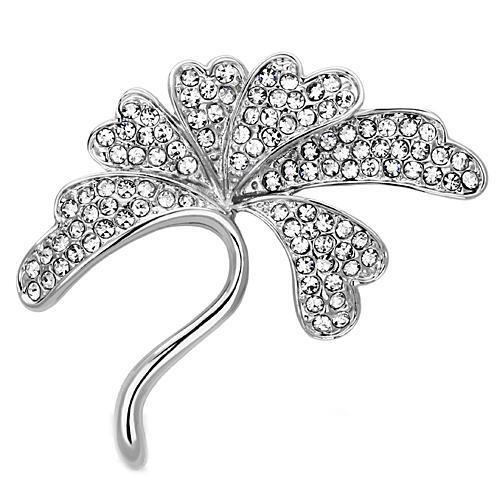 LO2874 - White Metal Brooches Imitation Rhodium Women Top Grade Crystal Clear