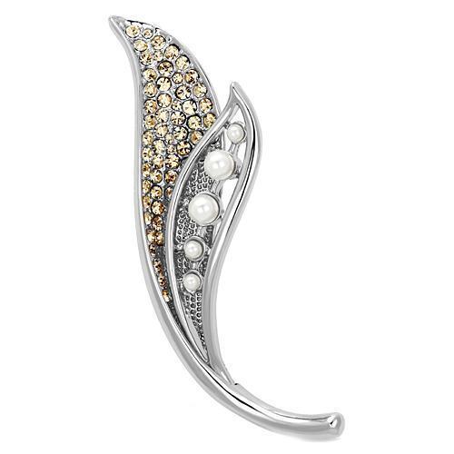 LO2876 - White Metal Brooches Imitation Rhodium Women Synthetic White