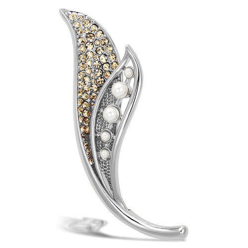 LO2877 - White Metal Brooches Flash Rose Gold Women Synthetic White