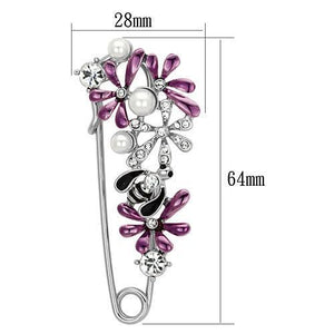 LO2878 - White Metal Brooches Imitation Rhodium Women Synthetic White